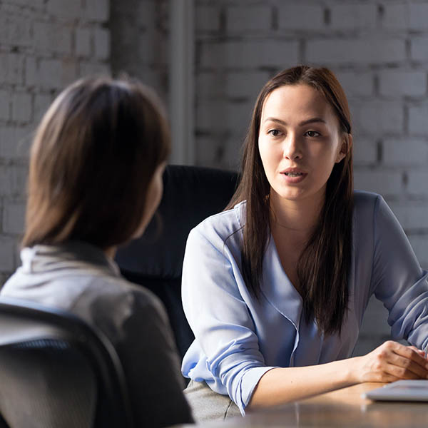 Female adviser consulting client