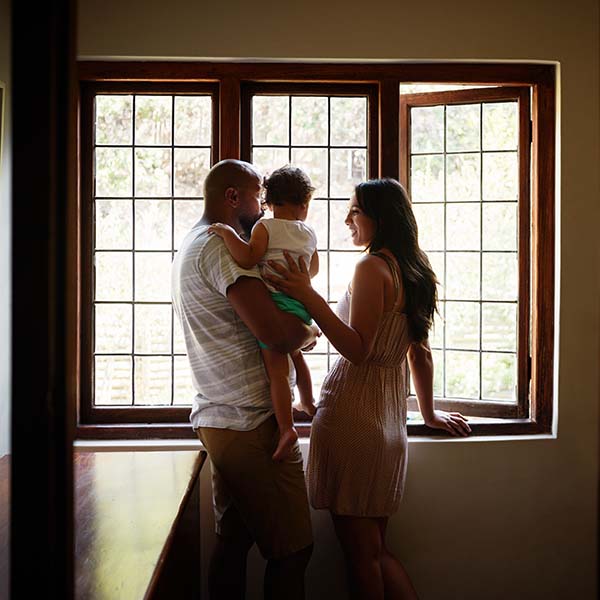Family looking out of the window